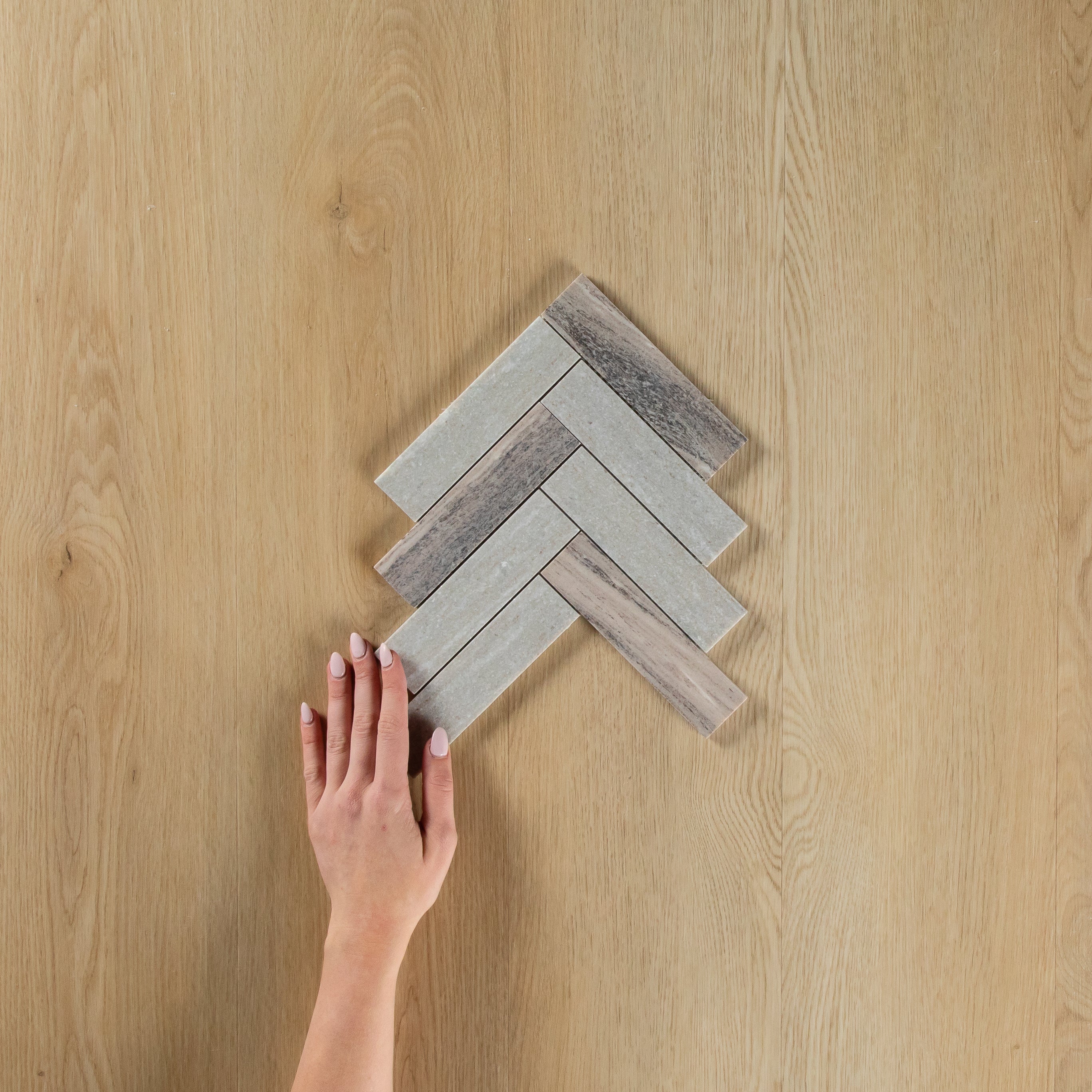 Blue Sandstone Herringbone Honed Mosaic - Image 2