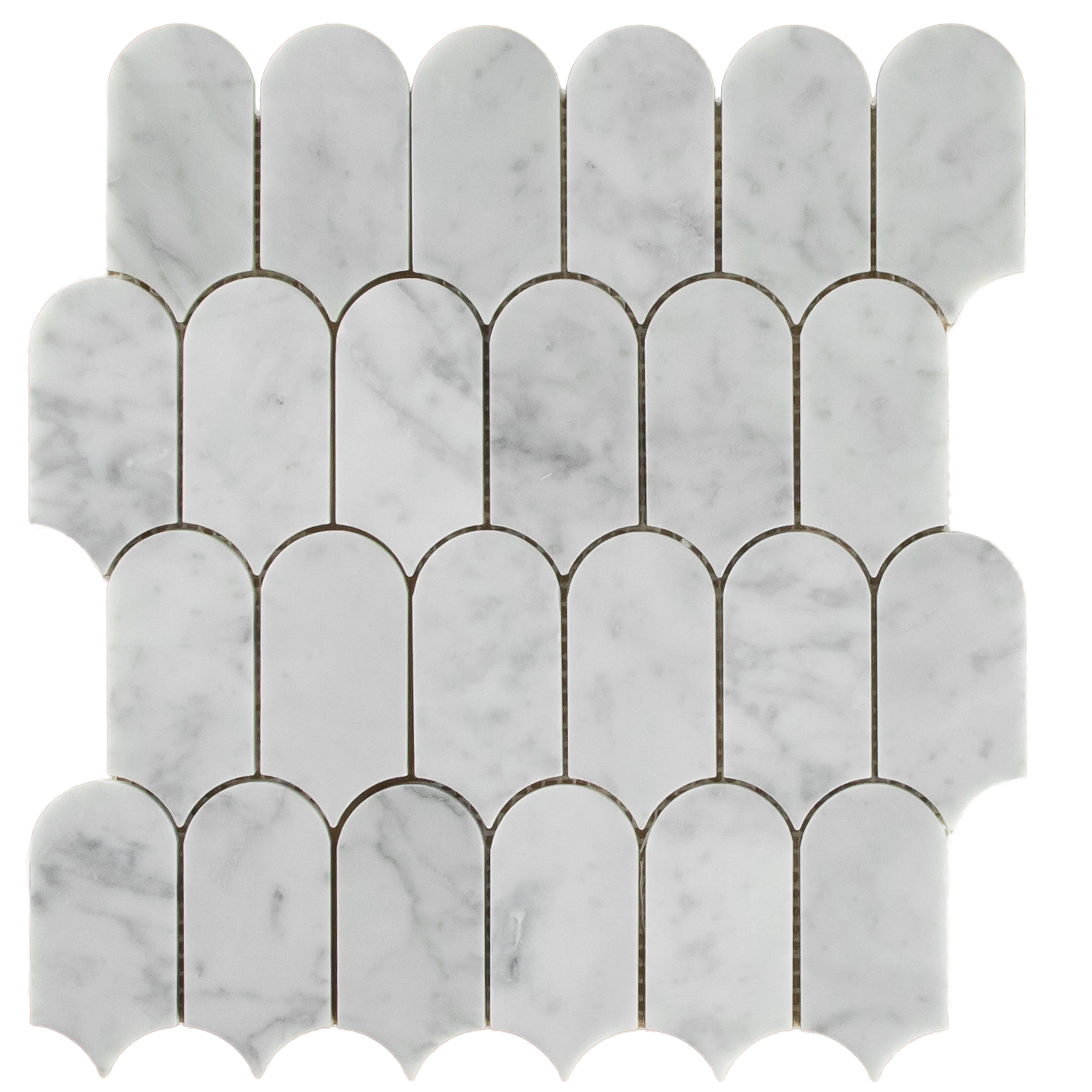 Carrara Marble Arch/Long Fish Scale Mosaic - Image 4