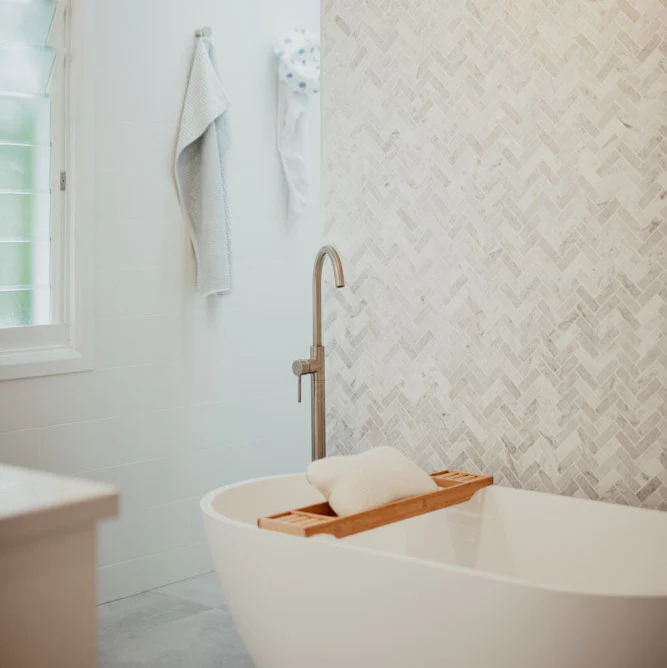 Carrara Marble Mosaic Herringbone Honed Small - Image 5