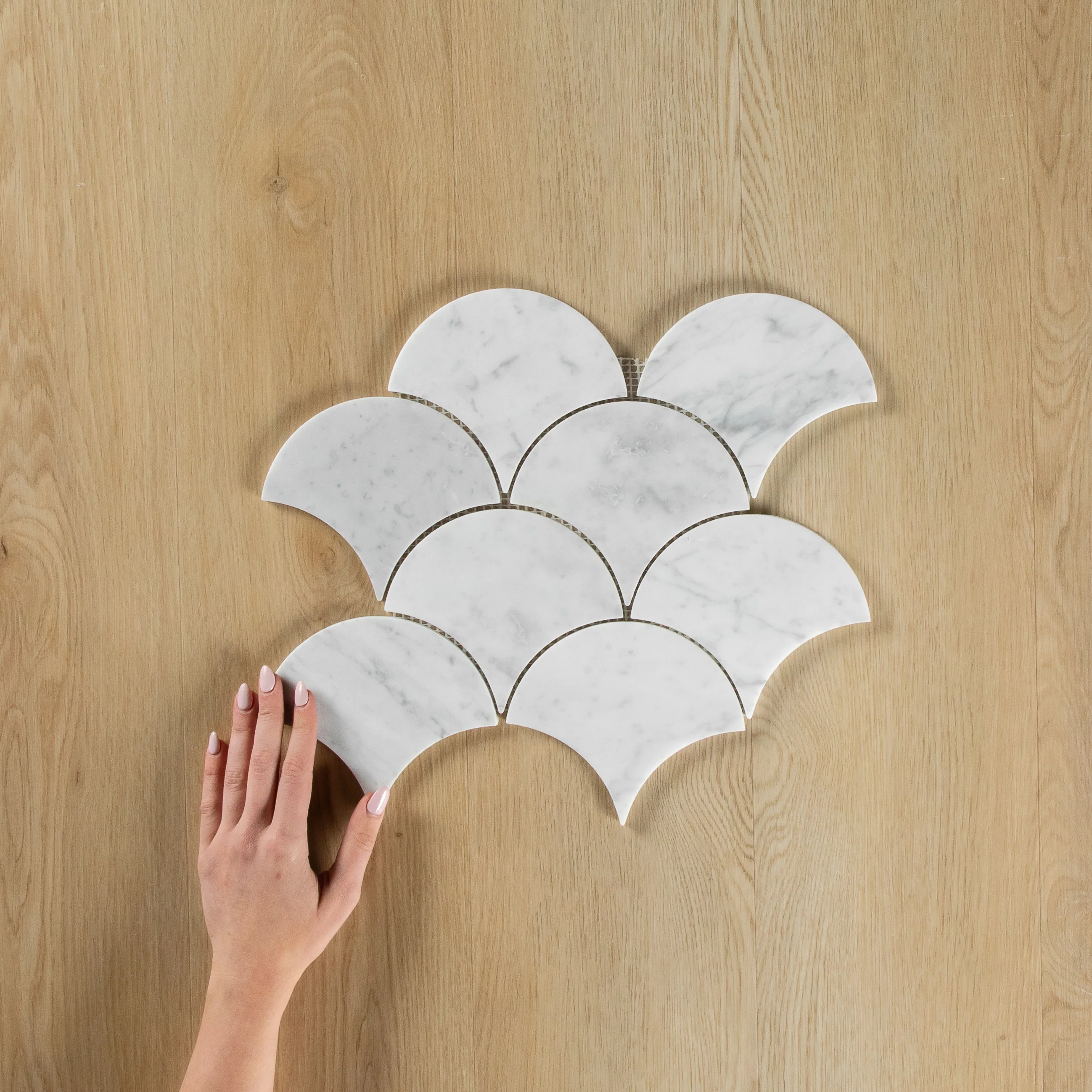 Carrara Marble Mosaic Large Fans - Image 3