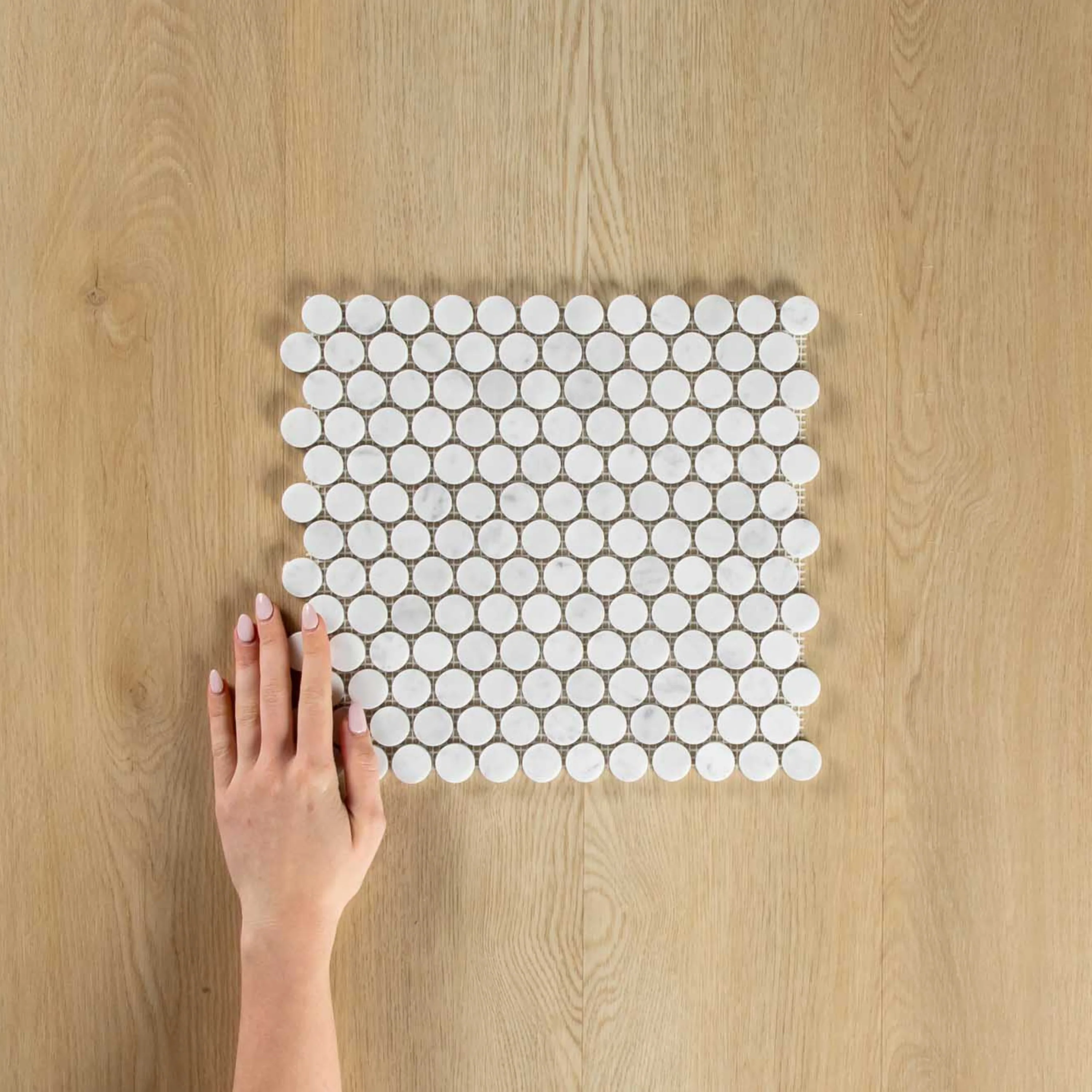 Carrara Marble Mosaic Penny Round Honed Mosaic - Image 2