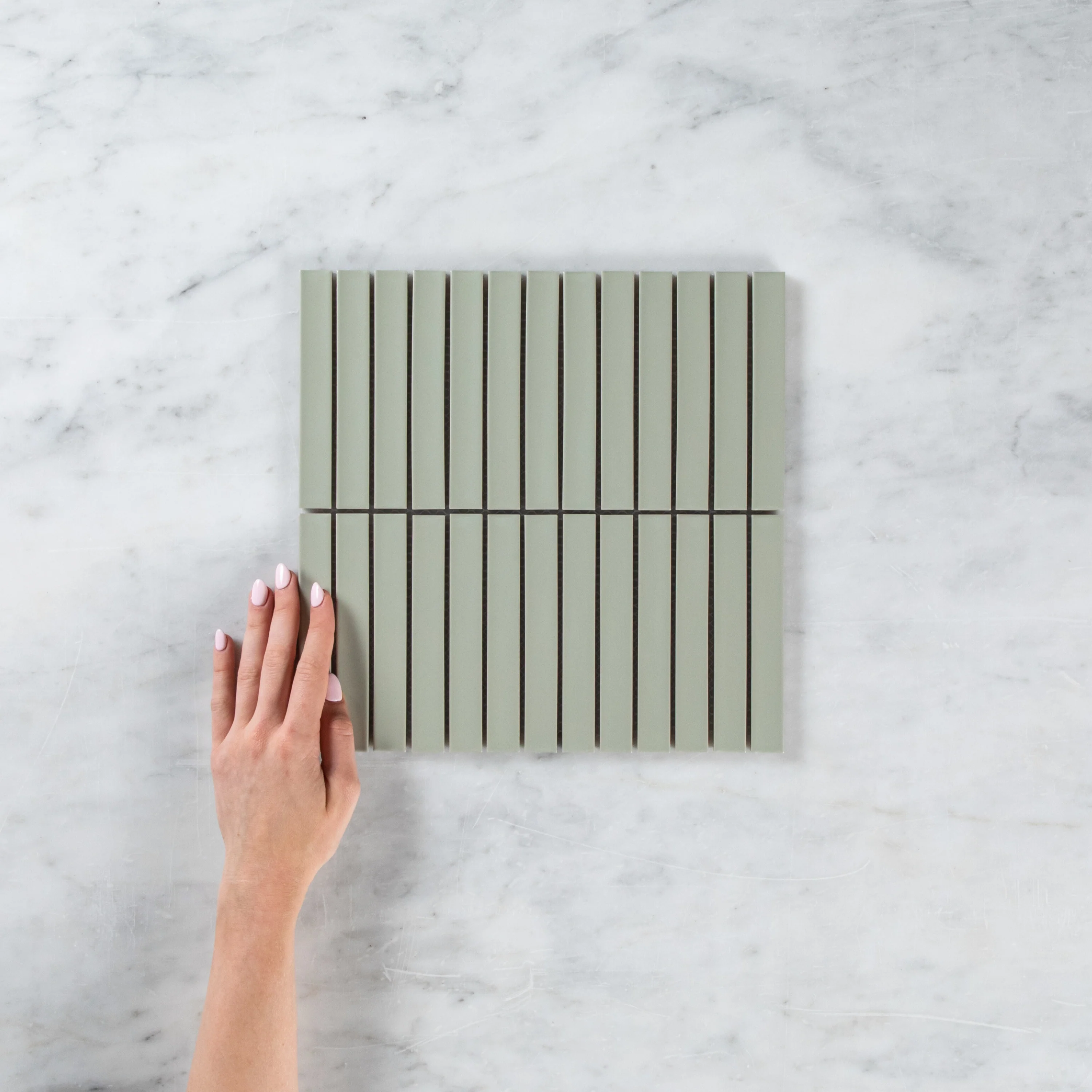 Clovelly Pearl Sage Matte Concave Kit Kat Mosaic - Image 2