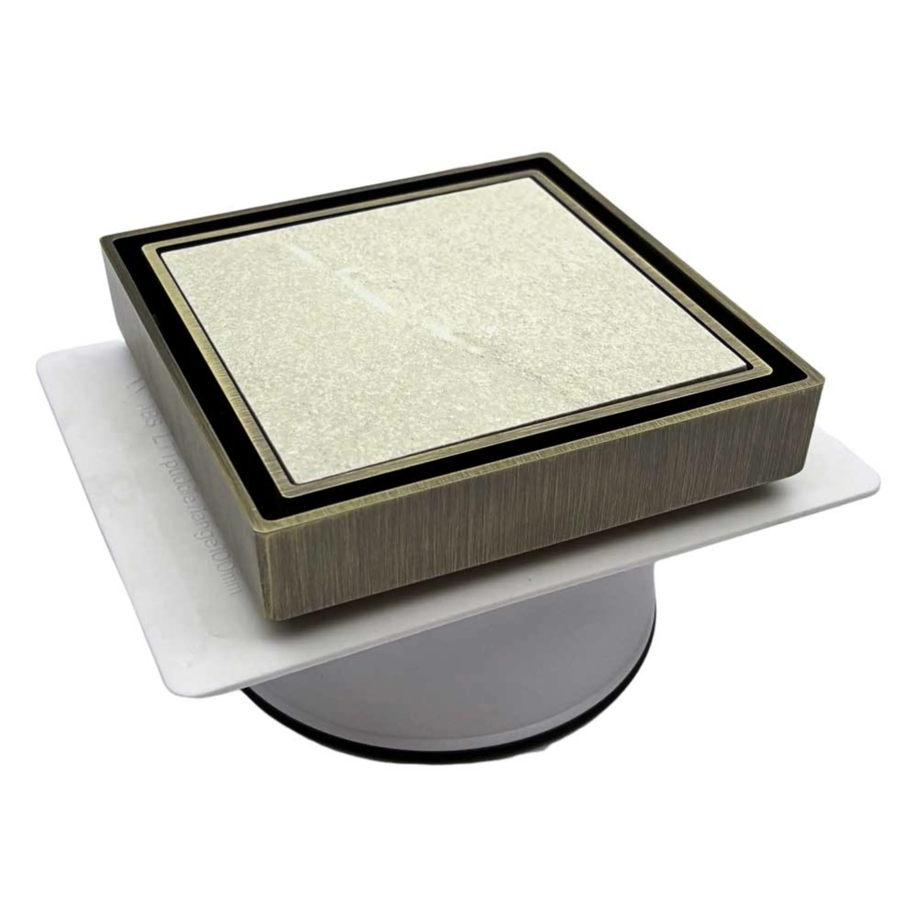 Tile Insert Drain Antique Brass With Puddle Flange 100mm - Image 2